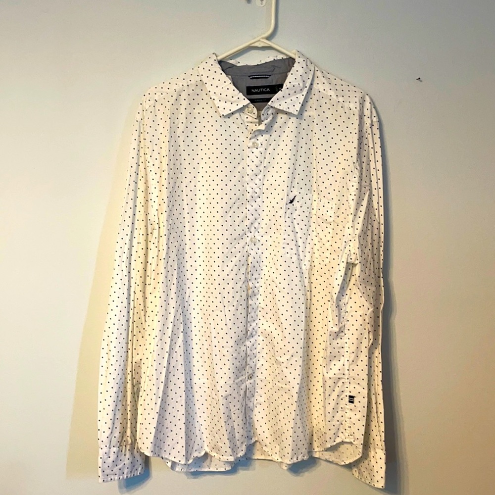 Nautica White polka dot button down XXL